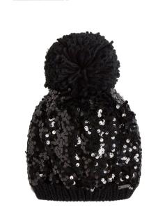 Dívčí čepice s glitry a bambulkou GUESS, černá Barva: Černá, Velikost: M
