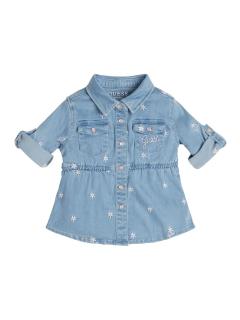 Dívčí džínová košile se sukýnkou GUESS, KVÍTKY Barva: Modrá, Velikost: 122