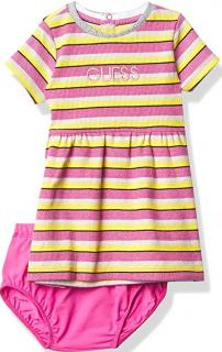 Dívčí komplet šaty s kalhotkami GUESS, pruhované Barva: Růžová, Velikost: 74