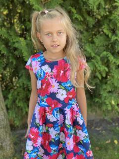 Dívčí šaty na zip, s krátkým rukávem GUESS, motiv květin MISS Barva: Mix barev, Velikost: 122