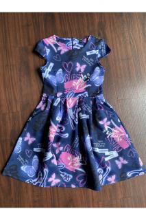 Dívčí šaty na zip, s krátkým rukávem GUESS, tmavě modré MOTÝL Barva: Mix barev, Velikost: 140/146