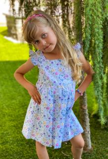 Dívčí šaty s motivem květin, světle modré LOSAN Barva: Mix barev, Velikost: 122