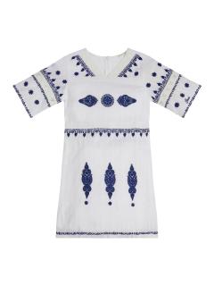 Dívčí šaty s tříčtvrtečním rukávem GUESS, bílé BOHO Barva: Bílá, Velikost: 122
