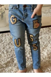 Dívčí skinny džíny s nápisem GUESS, modré LDLT Barva: Modrá, Velikost: 110