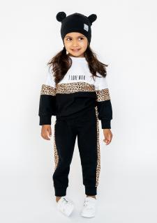 Dívčí tepláky s leopardím vzorem I LOVE MILK Barva: Černá, Velikost: 86/92