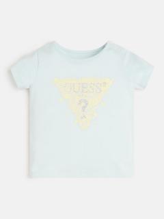Dívčí tričko s krátkým rukávem GUESS, mentolové s logem Barva: Mentolová, Velikost: 68