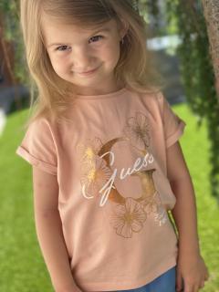 Dívčí tričko s krátkým rukávem GUESS, rose gold Barva: Pudrová, Velikost: 68