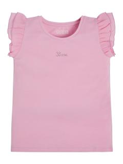 Dívčí tričko s krátkým rukávem GUESS, růžové s nápisem z kamínků Barva: Světle růžová, Velikost: 122