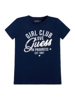 Dívčí tričko s krátkým rukávem GUESS, tmavě modré IN PROGRESS Barva: Tmavě modrá, Velikost: 170/176
