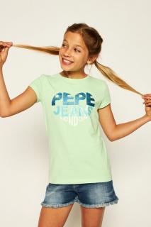 Dívčí tričko s krátkým rukávem PEPE JEANS, mentolové BENDELA  Barva: Mentolová, Velikost: 92