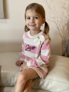 Dívčí vlněné svetrové šaty GUESS, růžovo bílé LUREX Barva: Mix barev, Velikost: 92