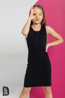 Dívčí žebrované šaty, černé ALL FOR KIDS Barva: Černá, Velikost: 104/110