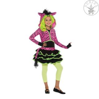 Neon Pink Zebra Hoody - kostým D varianta: S 3 - 4 roky