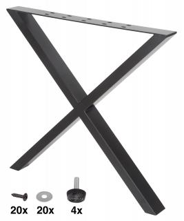 Kovový rám pod stoly, 730x765 mm, tvar X, černý