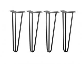 Nábytkové nohy Hairpin SET, výška 406 mm, 3ramenná, černá, 4 ks