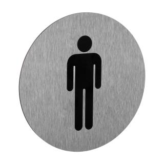 Symbol  WC-muži , průměr 75mm, nerez, samolepka