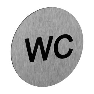 Symbol  WC , průměr 75mm, nerez, samolepka