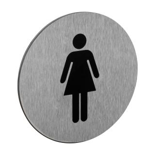 Symbol  WC-ženy , průměr 75mm, nerez, samolepka