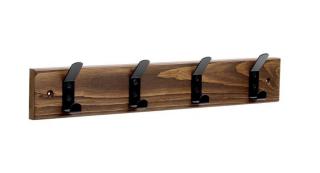 Věšáková lišta 500x80mm, 4 háčky, drásané dřevo, palisandr