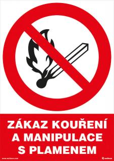 Zákaz kouření a manipulace s plamenem 210x297mm, formát A4, plastová tabulka