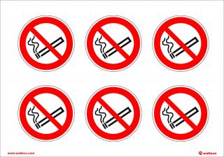 Zákaz kouření, průměr 50mm, samolepka, 6 ks