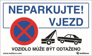 Zákaz parkování / Vozidlo může být odtaženo, 165x100mm, plastová tabulka