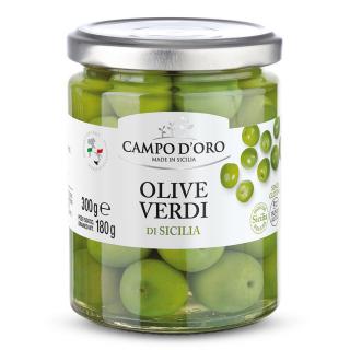Sicilské zelené olivy ve slaném nálevu 300G