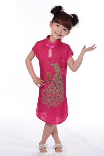 Čínské dětské šaty  Fénix --- růžový barvy
