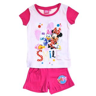 Dívčí komplet tričko a kraťasy  Minnie Mouse a Daisy  - tmavě růžová 98 / 2–3 roky