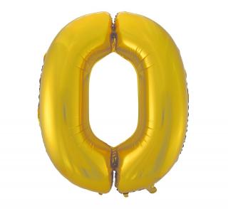 Fóliový balón číslo 0 - zlatá matná - 92 cm