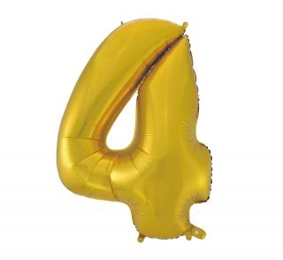 Fóliový balón číslo 4 - zlatá matná - 92 cm