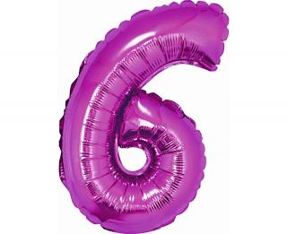 Fóliový balón číslo 6 malý - fialová - 35 cm