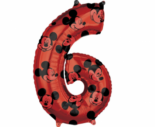 Fóliový balón číslo 6 - Mickey Mouse - 66 cm