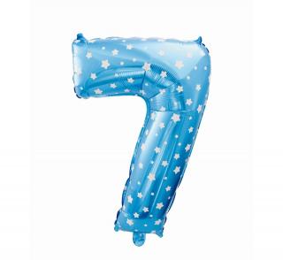 Fóliový balón číslo 7 s hvězdičkami - modrá - 65 cm