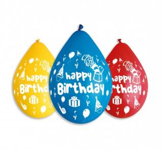 Latexové balóny  Happy Birthday  mix barev - na vzduch - 5 ks