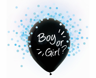 Latexové balóny na helium  Boy or Girl  modré konfety 12  - 4 ks