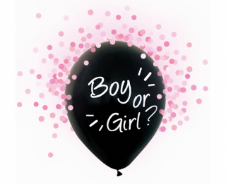 Latexové balóny na helium Boy or Girl růžové konfety 12  - 4 ks