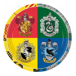 Papírové talíře Hogwarts Houses - 8 ks / 23 cm