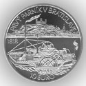 Mince 10Euro Plavba prvého parníka na Dunaji v Bratislave – 200. výročie BJ, stříbrná pamětní