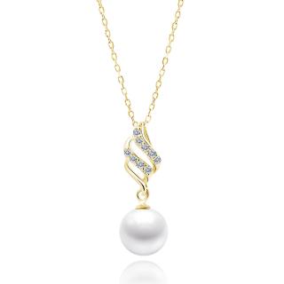 Pozlacený náhrdelník LEA s perlou  Ag 925/1000