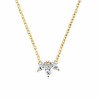 Pozlacený náhrdelník Leafy se Zirkony  Ag 925/1000