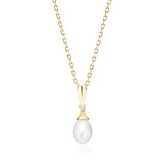 Pozlacený náhrdelník PERLA White  Ag 925/1000