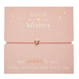 Šňůrkový náramek Good Wishes s andílkem Rose Gold