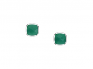 Stříbrné náušnice BESSIE Zelený Onyx  Ag 925/1000