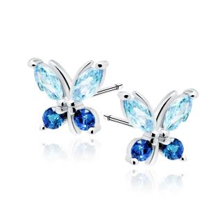 Stříbrné náušnice Motýl Blue  Ag 925/1000