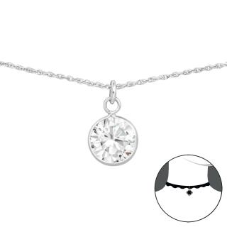 Stříbrný choker náhrdelník se Zirkonem  Ag 925/1000