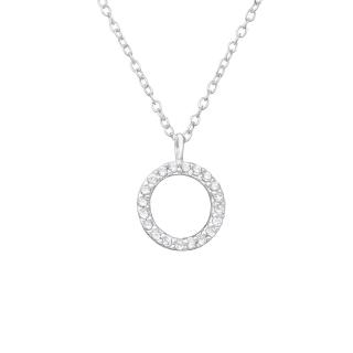 Stříbrný náhrdelník Circle s kubickými Zirkony 9 mm  Ag 925/1000