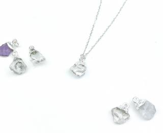 Stříbrný náhrdelník se surovým Křišťálem Cable ( jednoduchý ), 55 cm