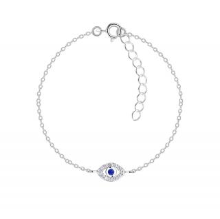 Stříbrný náramek Evil Eye se Zirkony Blue  Ag 925/1000