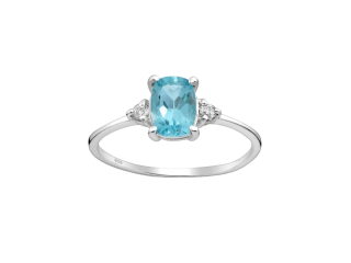 Stříbrný prsten ELIN modrý Topaz  Ag 925/1000 7/54-55